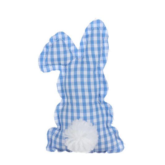 Blue Gingham Bunny with Pom