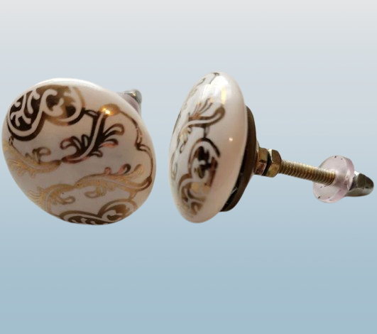 Amelia - Ceramic Knob with Gold Foiled Pattern - Undead Hardware