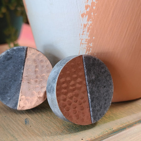 Natural Stone Knob with Pounded Copper Detail - Undead Hardware